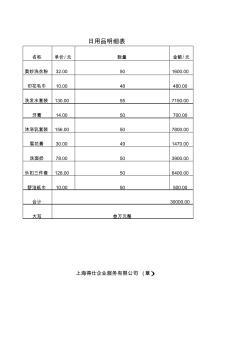 日用品清单及价格